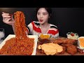 SUB)신메뉴 신라면 볶음면에 체다치즈 돈까스 먹방!(ft.왕새우튀김&고로케) Shin Ramyeon Fried Noodles Mukbang Asmr