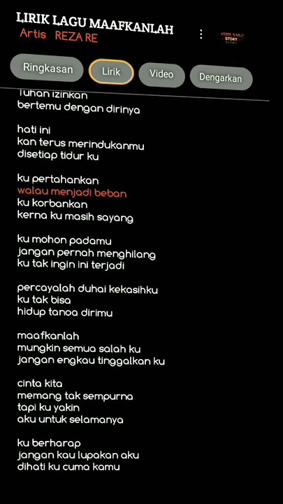 lirik lagu#maafkanlah - reza re