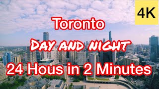 Toronto Canada - Downtown 24 Hours Time Lapse in 4K - How many Tower Cranes in the video