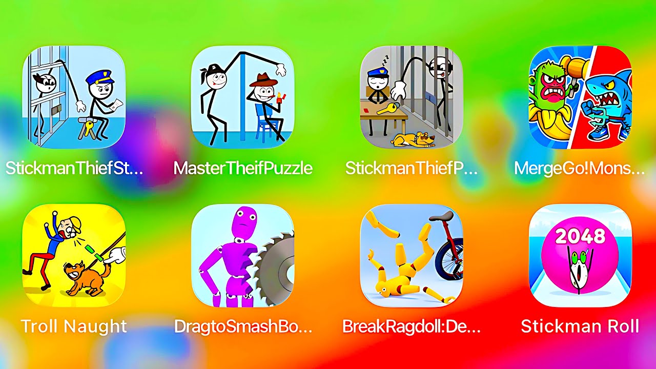 Stickman Roll,Troll Naught,Drag To Smash Bones,Break Ragdoll: Destry Bone,Merge Go! Monster…