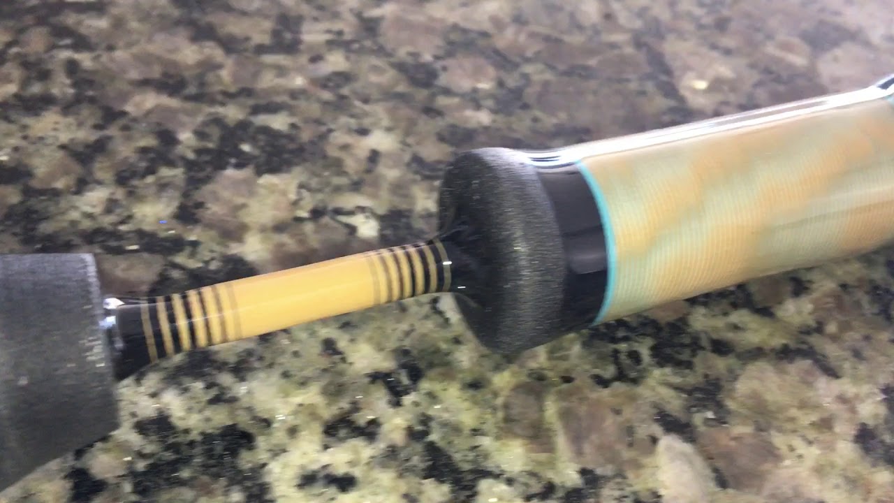 Custom ice fishing rod with carbon fiber tiger wrapped split grip YouTube