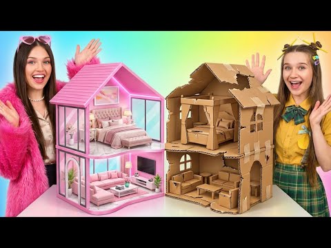 Construímos uma CASA DE OURO vs CASA DE PAPELÃO! 🏠✨ Luxo vs Barato!