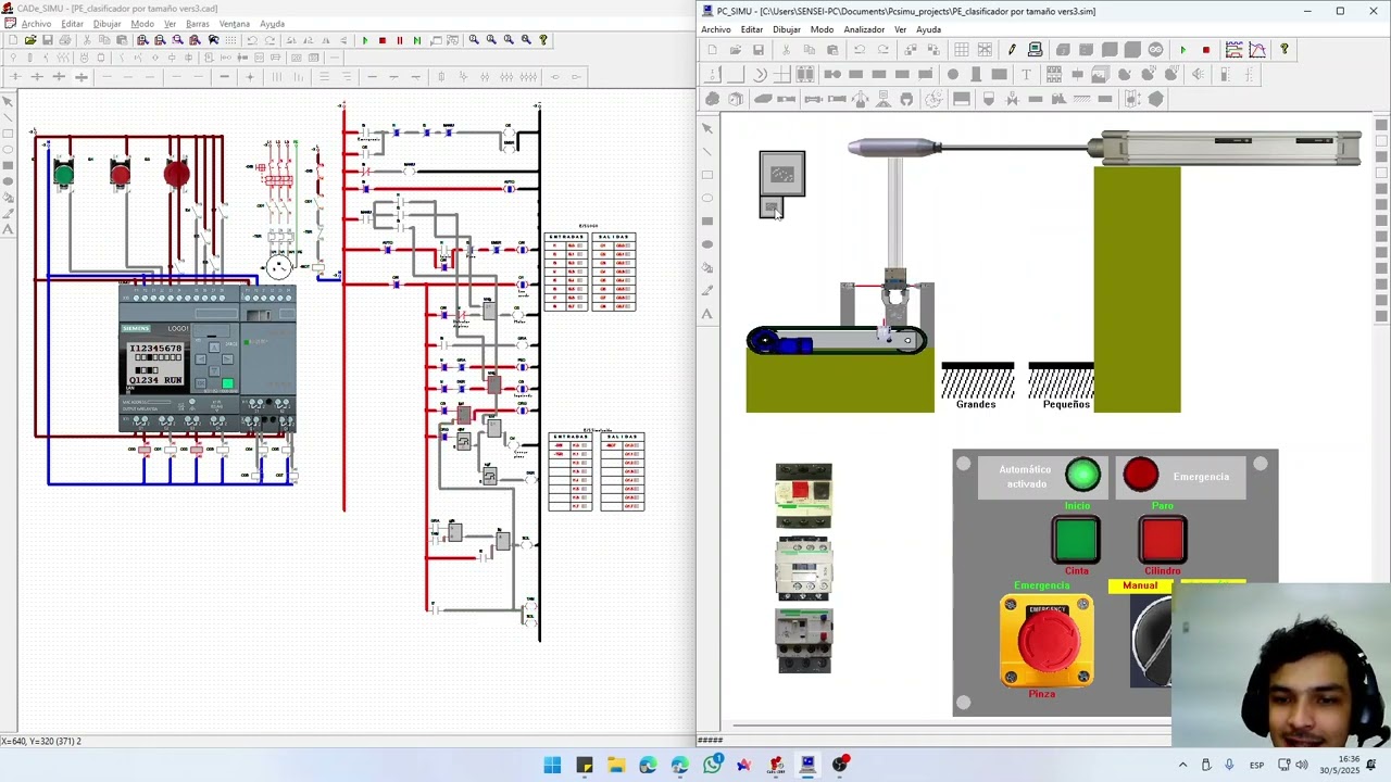 Explicación de simulación de clasificador por tamaño en CADESIMU y PCSIMU