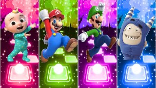 Cocomelon 🆚 Mario 🆚 Luigi 🆚 Oddbods Pogo . Tiles Hop Duel ⚔️ 🎶 Who Is Best ?