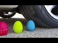 Crushing Crunchy & Soft Things by Car! - EXPERIMENT: COLOR EGGS VS CAR