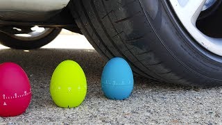 Crushing Crunchy &amp; Soft Things by Car! - EXPERIMENT: COLOR EGGS VS CAR