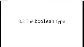3.2 The Boolean Type