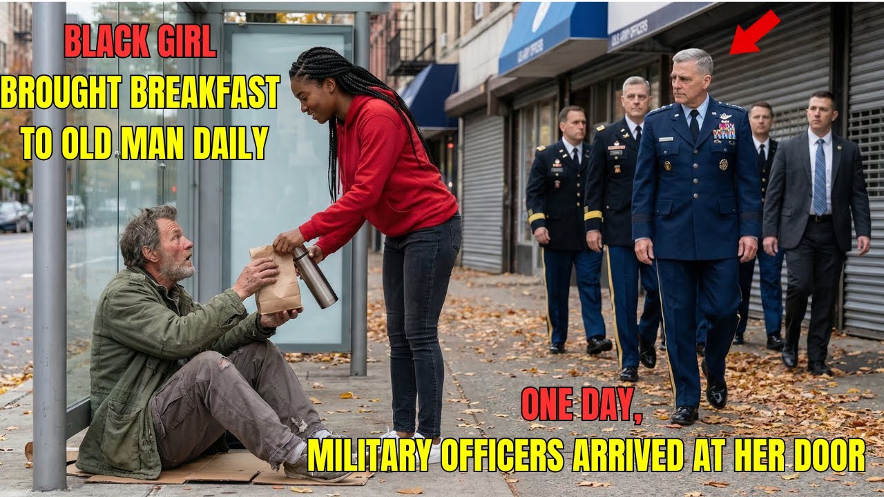 Black Girl Brought Breakfast to Old Man Daily — One Day, Military Officers Arrived at Her Door! - YouTube