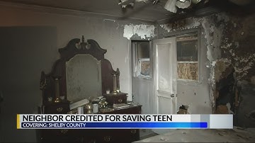 Pelham family thanking neighbors for jumping into action during house fire