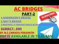 AC Bridges||Anderson ,Hay's, Maxwell's Inductance &amp;Capacitance Bridges||Measurements&amp;Instrumentation