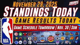 Nba Standings Today As Of November 29, 2025 Game Results Today Games Tomorrow Nov. 30 Sun