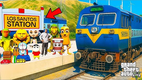 Franklin & Shinchan ,Doraemon Start a New Train Journey With Brainrot Animale in GTA 5
