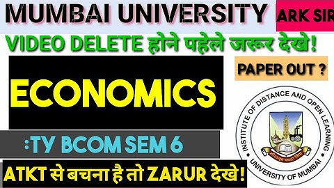 2025 ECONOMICS TYBCOM Sem 6| Syllabus Important QUESTION| MUMBAI UNIVERSITY I ARK sir