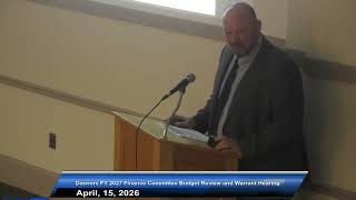 FY 2027 Finance Committee Budget Hearing: 4/15/26