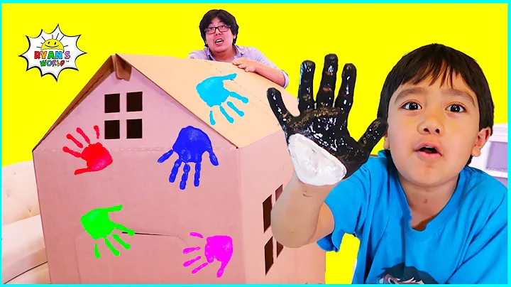 Ryan DIY Box Fort House Painting and Building with...
