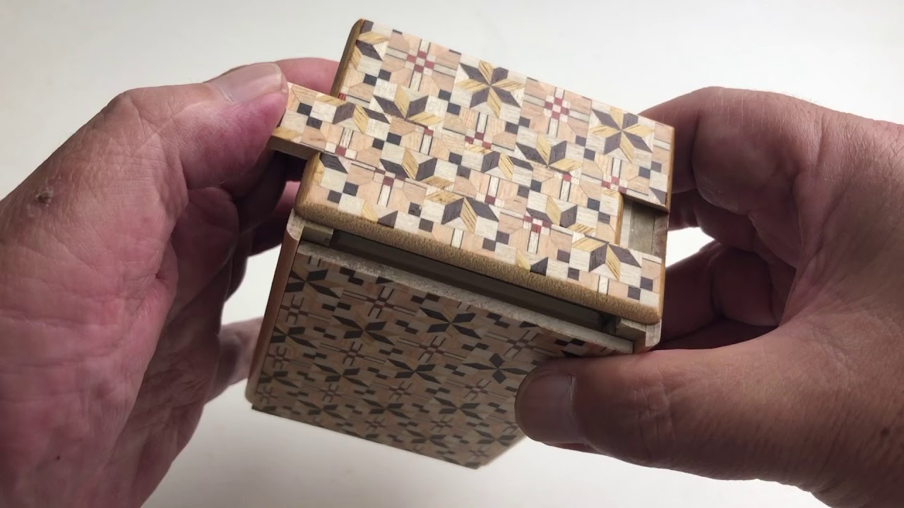 掛軸 能舞 望月 箱 秘密箱10回仕掛け 星柄 Japanese Puzzle Box 10steps Star