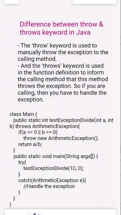 throw and throws Keyword In Java | #throwkeyword #throws # ...