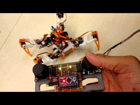 spider robot move by remote control (quadruped, quad robot)