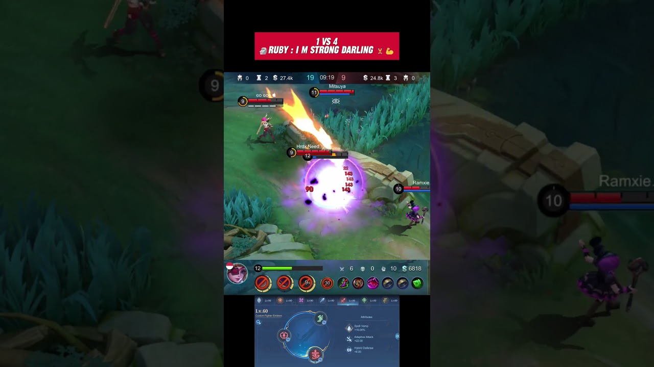 Ruby Jungle 1 Vs 4 is really strong in Mobile Legends