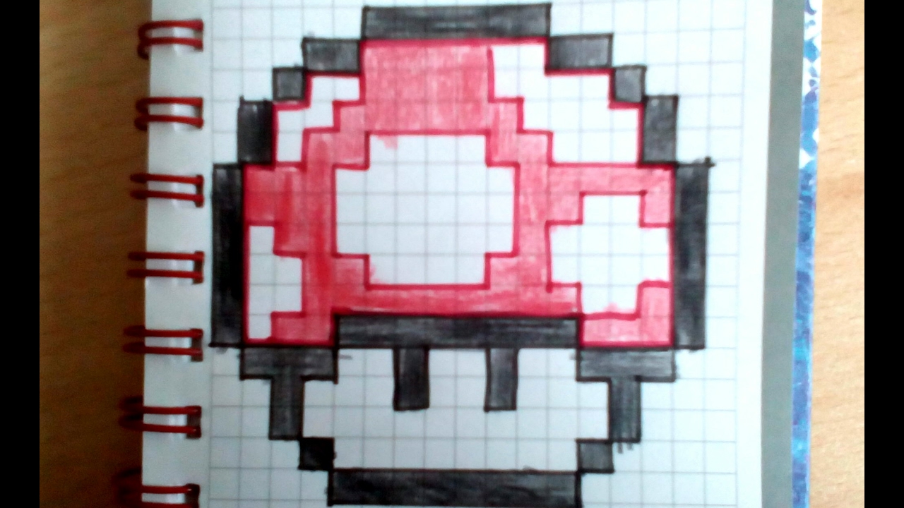 Как нарисовать гриб из марио по клеточкам