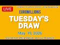 National Lottery Euromillions Draw Live Results From Tuesday 19 May 2026 | euro millions live