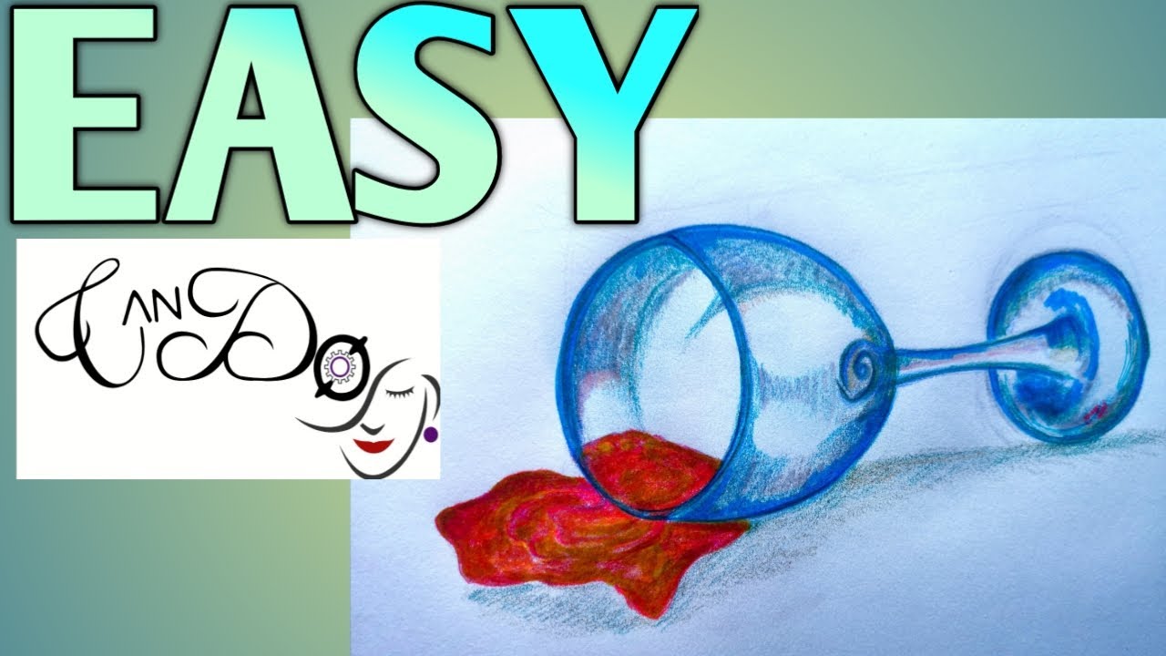 How To Draw A Spilled Wine Glass Step By Step For Beginners| Easy Wine Spilled Drawing Tutorial