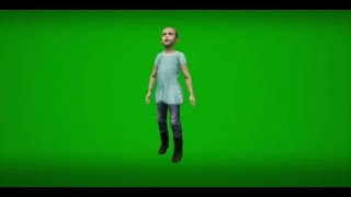 3D Student Girl Animated On Green Screen Playing And Talking And Active In Chroma Key Movie