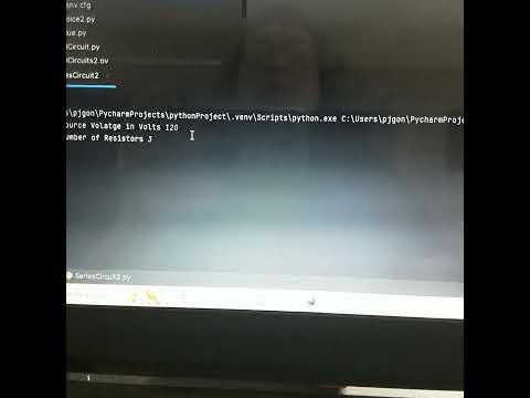 python code calculates total resistance, current & total power for any number of resistors in series
