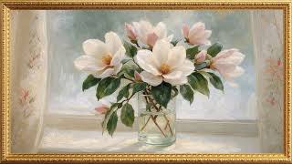 Magnolia Blooms in Soft Light | Vintage Gold Frame | 4K TV Art Screensaver screenshot 3