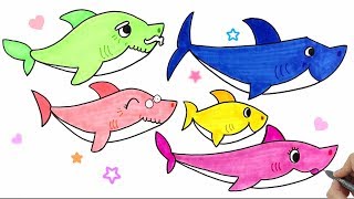 How to Draw Pinkfong Shark Family★핑크퐁 상어가족 그리기 ★손그림_예뿍드로우