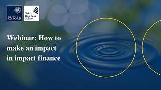 Webinar: How to make an impact in impact finance
