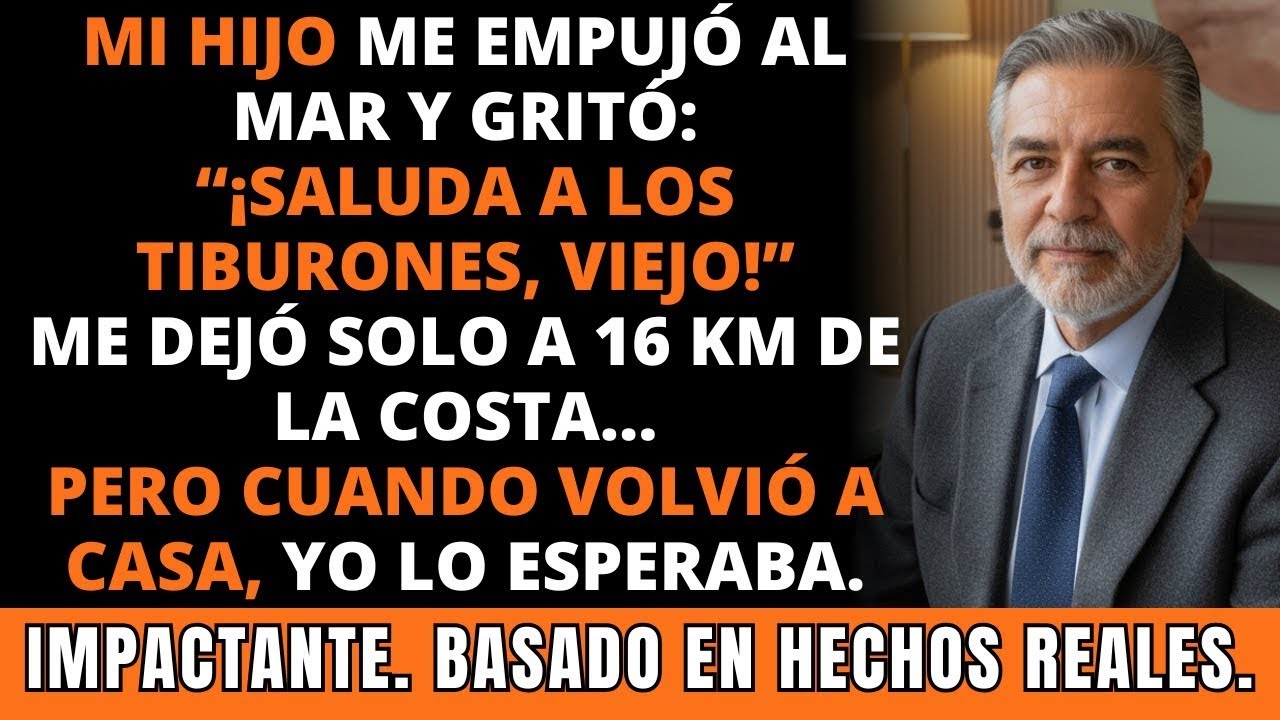 Pescando, Mi Hijo Me Empujó del Barco y Gritó: “¡Saluda a los Tiburones!” Pero Cuando Él… IMPACTANTE