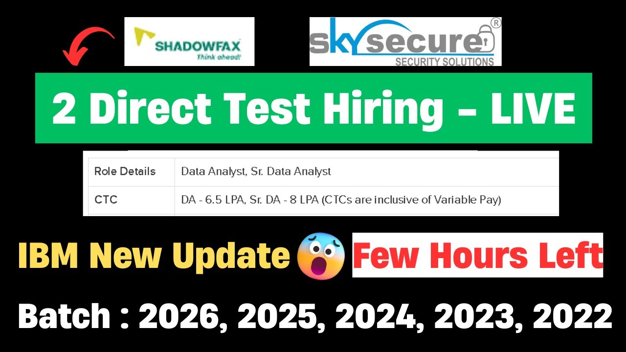 🔥Finally 2026, 2025, 2024 Direct Test Hiring 2025 | IBM Hiring 2026 ...