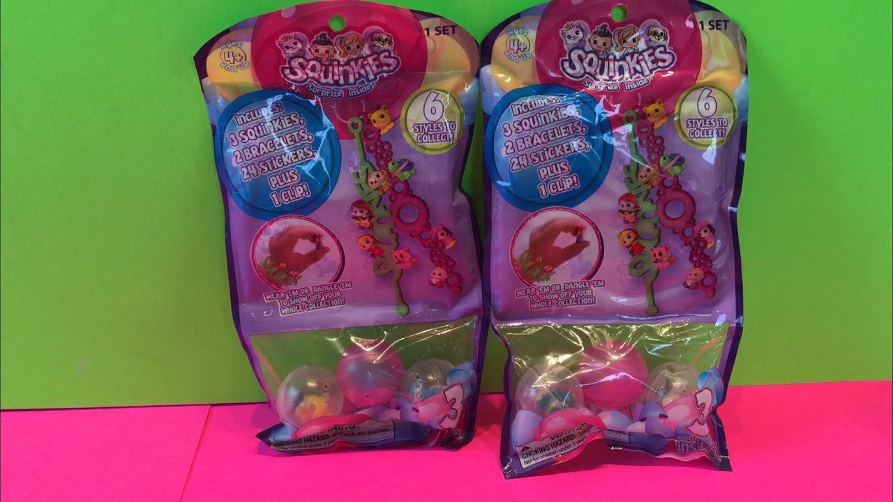 Unwrapping Squinkies Surprise Inside Dangling Collectable Bracelets