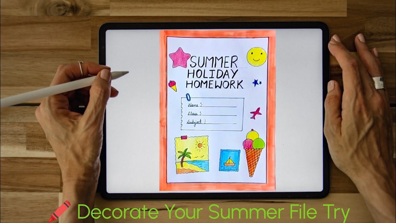 Summer Holiday Homework File Decoration | Unique Front Page Design for ...