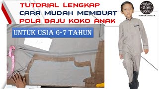 TUTORIAL LENGKAP CARA MUDAH MEMBUAT POLA BAJU KOKO ANAK diy indonesia tips sewing
