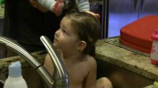 Avery in the bath