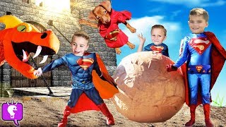 Giant DRAGON Smash Egg with SUPER PUPPY! Toy Surprises by HobbyKids