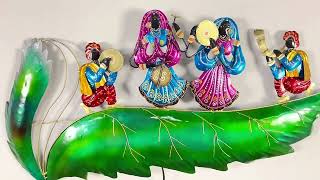 Tribal Ladies Dancing on Metal Leaf Wall Decor @antaryuga