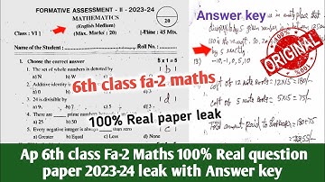 ap 6th class fa2 maths 💯real question paper 2023-24|6th class maths fa2 question paper 2023