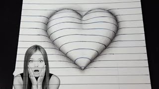 How to draw embossed heart step by step ( 3D Hacker ) Full video