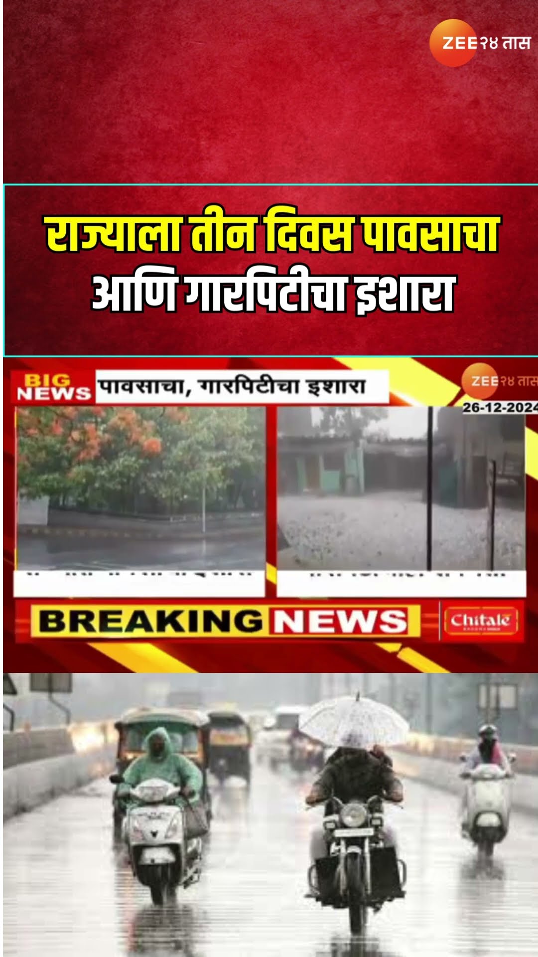 IMD Alert Unseasonal Rainfall And Hailstorm | राज्याला तीन दिवस पावसाचा आणि गारपिटीचा इशारा
