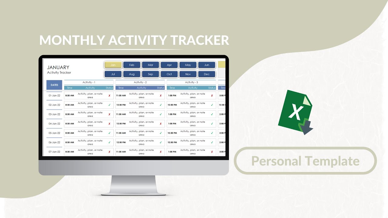 Monthly Activity Tracker Excel Template YouTube