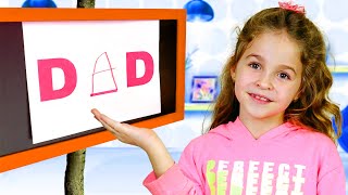 Nadya pretend play and learns to write words correctly