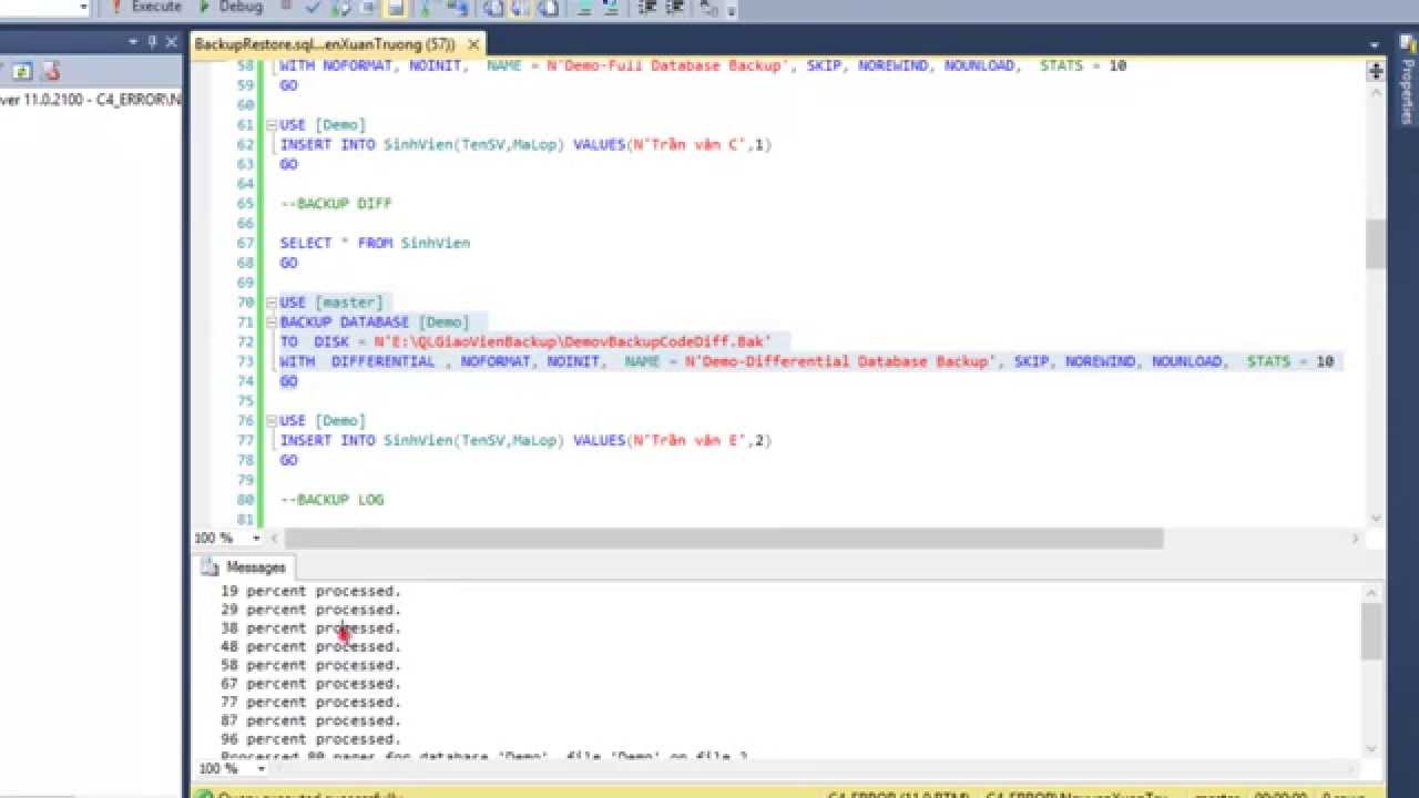 Backup And Restore SQL-Transaction