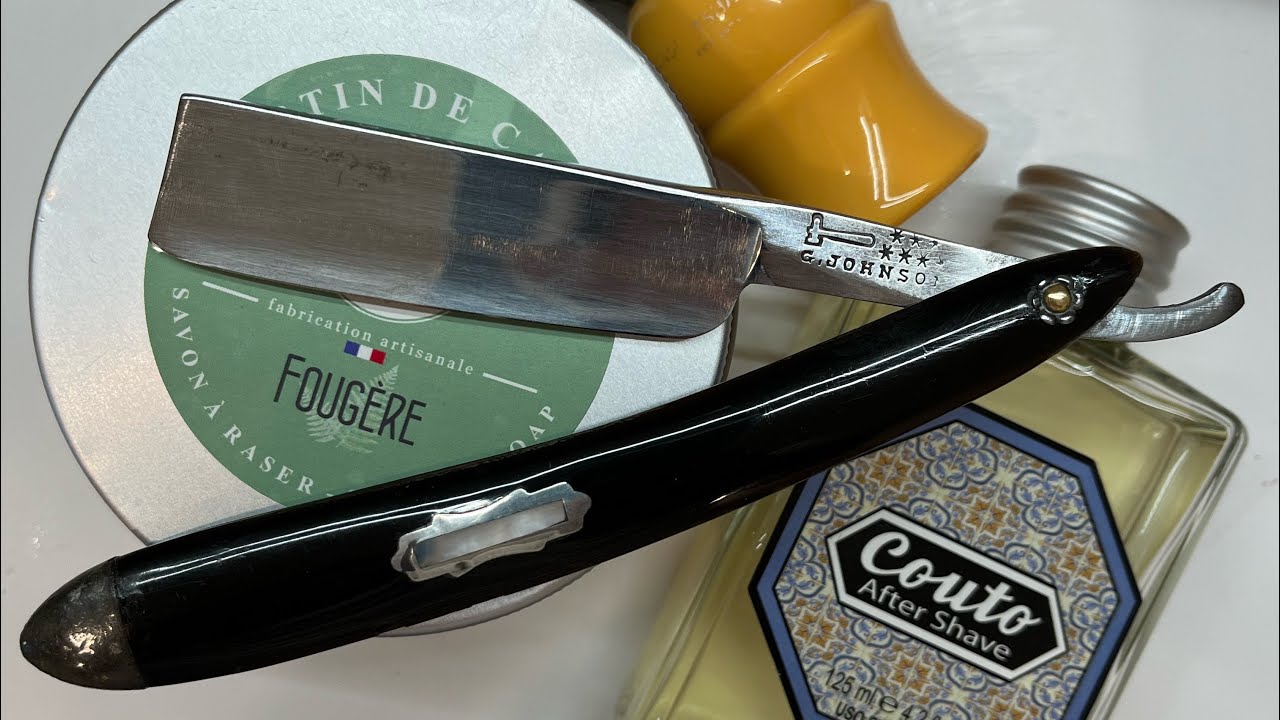 Shave with Johnson Sheffield straight razor rasoio mano libera 