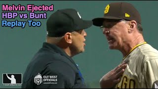E122-4 - Fairchild Ejects Bob Melvin After Bunt vs HBP Replay vs Foul Ball, Martinez & Wilson Too