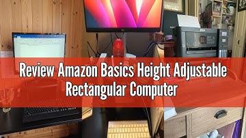 Review Amazon Basics Height Adjustable Rectangular Computer Monitor Riser Desk Stand with Storage fo