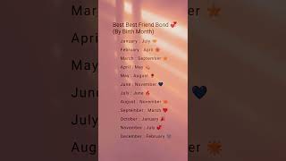 Best Best Friend Bond By Birth Month