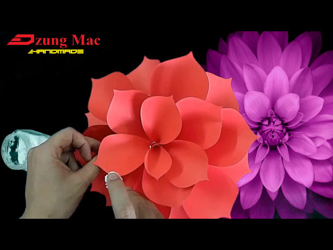 Cách làm hoa giấy – hướng dẫn làm hoa thược dược backdrop bằng giấy A4 cực đơn giản